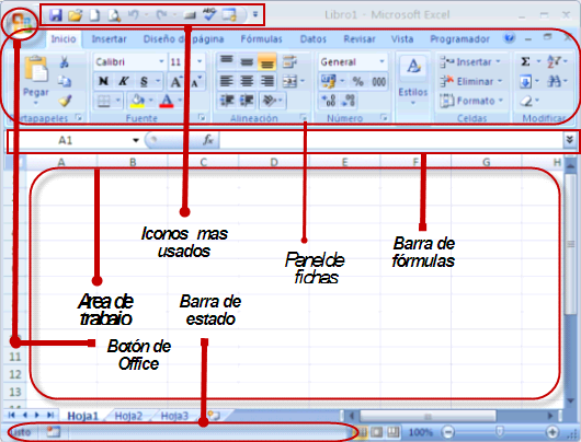 Interfaz usuario de Excel 2007